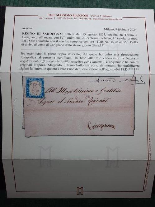 Italiaanse oude staten - Sardinië - Brief verzonden op, Postzegels en Munten, Postzegels | Europa | Italië