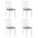 4 Witte Houten Eetkamerstoelen vidaXL | Tweedekansje | OP=OP, Huis en Inrichting, Ophalen of Verzenden, Nieuw, Wit, Vier