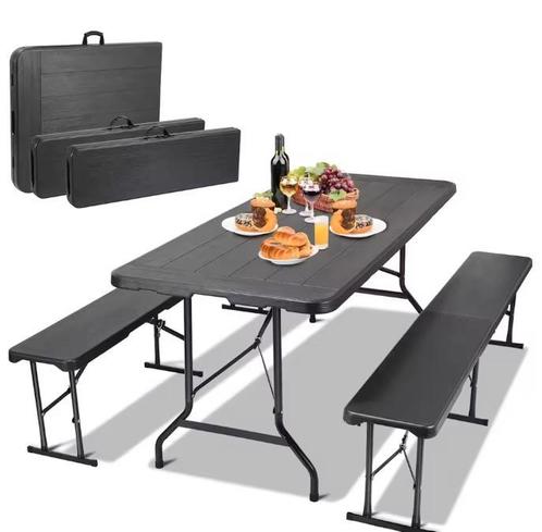 Opvouwbare Picknickset 180 cm – Tafel met 2 Banken Buiten, Huis en Inrichting, Tafels | Salontafels, Nieuw, Verzenden