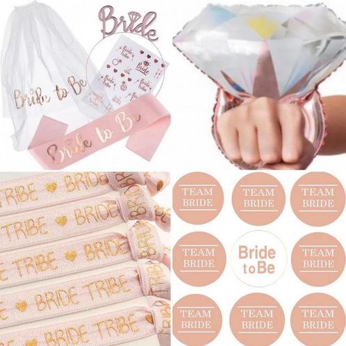 22-delige Bride to Be en Team Bride set wit met rosé goud, Kleding | Dames, Trouwkleding en Trouwaccessoires, Wit, Nieuw, Accessoires