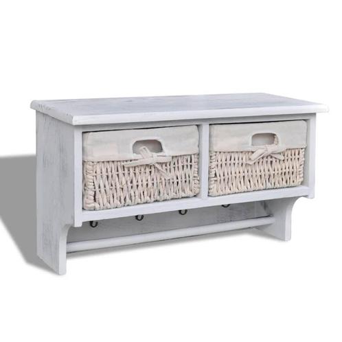 vidaXL Wandschap 60x23,5x33 cm paulowniahout wit, Huis en Inrichting, Woonaccessoires | Kapstokken, Nieuw, Verzenden