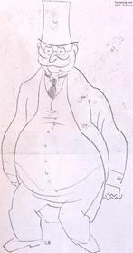 Spotprent met Alfred Hugenberg die uit het Hitler-kabinet..., Verzenden