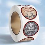 Sluitstickers kerstetiketten merry christmas rood zwart, Ophalen of Verzenden, Nieuw