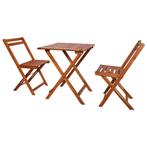 vidaXL 3-delige Bistroset inklapbaar massief acaciahout, Tuin en Terras, Verzenden, Nieuw, Hout, 2 zitplaatsen