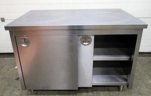 RVS Werktafel met 2 schuifdeuren, B120 x D70 x H85cm, Zakelijke goederen, Kantoor en Winkelinrichting | Winkel en Inventaris