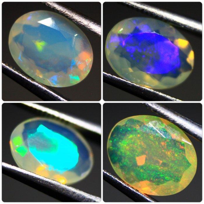 Cts 3,90 natuurlijke Ethiopische opalen Faceted - Hoogte: 9, Verzamelen, Mineralen en Fossielen