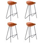 vidaXL Barstoelen 4 st echt leer bruin, Huis en Inrichting, Barkrukken, Verzenden, Nieuw