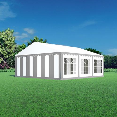 Partytent 6x6 PVC - Classic | Grijs / wit, Tuin en Terras, Partytenten, 6 meter of meer, 5 tot 8 meter, 2 meter of meer, Nieuw