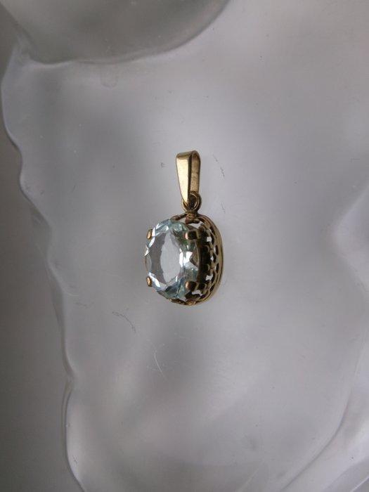 8 karaat - Geel goud, Aquamarijn - Hanger - Art Deco, Antiek en Kunst, Kunst | Designobjecten
