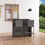 vidaXL 3-delige Tuinbarset met kussens grijs, Verzenden, Nieuw, Rotan, 2 zitplaatsen