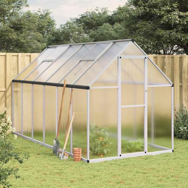 vidaXL Tuinkas met basisframe 334x169x195 cm aluminium, Tuin en Terras, Kassen, Nieuw, Verzenden