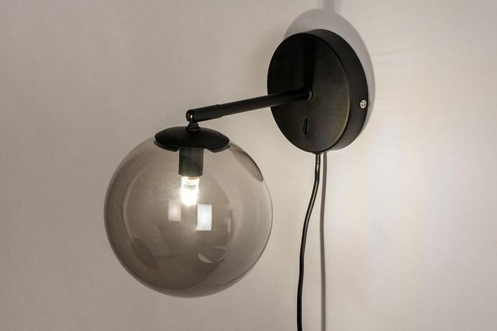 Rietveld Wandlampen - Zwart, Grijs - Glas, Metaal, Huis en Inrichting, Lampen | Wandlampen, Verzenden