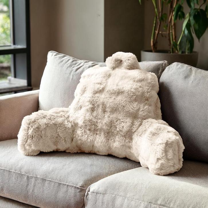 Comfortabel rugkussen Pom Pom Fur - crème-wit - 34 x 50 cm, Huis en Inrichting, Slaapkamer | Beddengoed, Nieuw, Verzenden