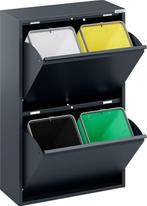 Prullenbak 4 vakken–Afvalem 60 Lt-62x25x93cm-Wit-Zwart-Grjs, Ophalen, Nieuw, 40 liter of meer, Metaal