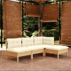 vidaXL 4-delige Loungeset met crèmekleurige kussens, Tuin en Terras, Verzenden, Nieuw, 4 zitplaatsen, Loungeset