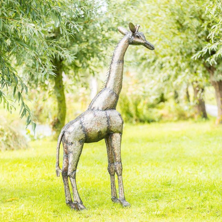 Grote metalen giraf - hoogte 180 cm, Tuin en Terras, Tuinbeelden, Nieuw, Metaal, Dierenbeeld, Ophalen of Verzenden