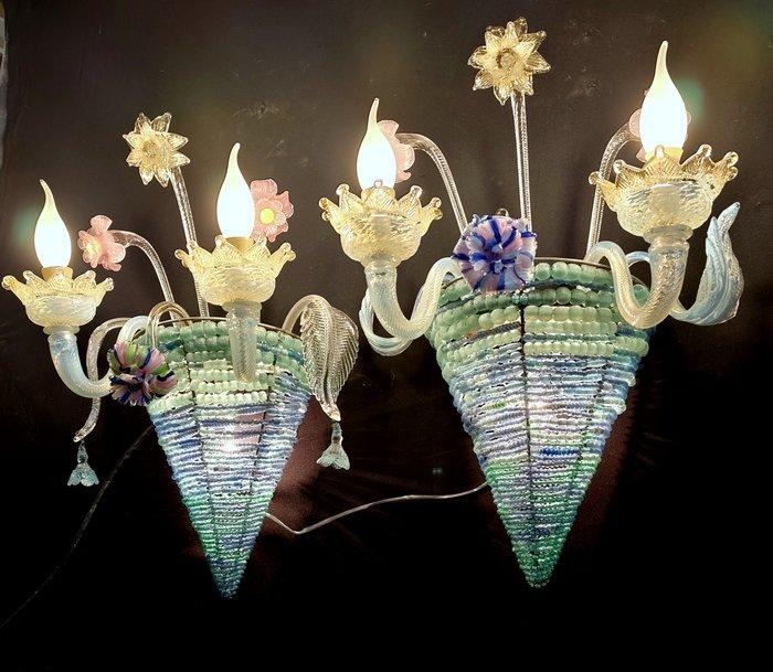 Wandkandelaar (2) - Geen reserve - veelkleurig glas en, Antiek en Kunst, Curiosa en Brocante