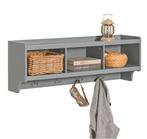 Wandkapstok met Plank – 3 Vakken Organizer en 4 Haken Grijs, Verzenden, Nieuw