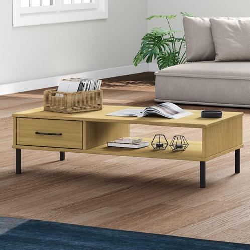 vidaXL Salontafel met metalen poten OSLO massief grenenhout, Huis en Inrichting, Tafels | Salontafels, Nieuw, 50 tot 100 cm, Grenenhout