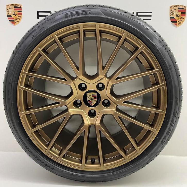 Porsche Cayenne E3 22inch RS Spyder Goud/Brons met banden N0, Auto-onderdelen, Banden en Velgen, Overige maten, 315 mm, Personenwagen
