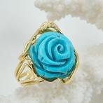 Turquoise - Verguld, Zilver - Ring - Amerikaanse tujcheese, Antiek en Kunst