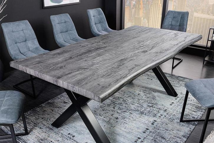 Industriële eettafel WILD 200cm grijs witgekalkt wild eiken, Huis en Inrichting, Tafels | Eettafels, Ophalen of Verzenden