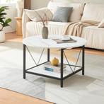 Salontafel Filem rond Ø80 cm marmerlook wit en zwart [en.cas, Verzenden, Nieuw