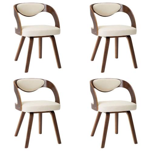 4 Creme Kunstleren Eetkamerstoelen | OP = OP | Outlet, Huis en Inrichting, Stoelen, Vier, Bruin, Nieuw, Ophalen of Verzenden