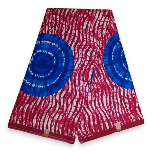 Afrikaanse stof - Blauw / Roze Tie Dye - Polycotton, Hobby en Vrije tijd, Stoffen en Lappen, Nieuw, Ophalen of Verzenden