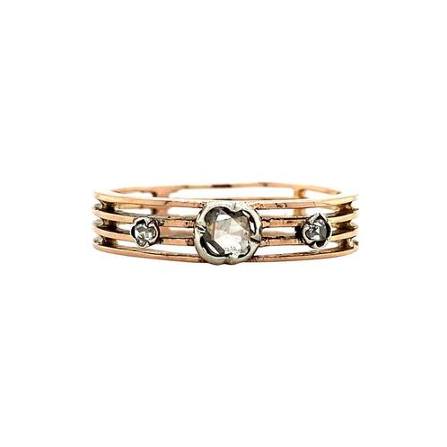 Roségouden ring met roosdiamant 18 krt/835, Sieraden, Tassen en Uiterlijk, Ringen, Nieuw, Ophalen of Verzenden