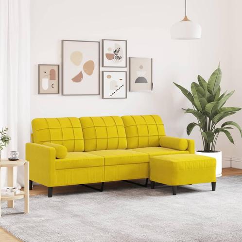 vidaXL Driezitsbank met voetenbank 180 cm fluweel geel, Huis en Inrichting, Banken | Bankstellen, Nieuw, Stof, Driepersoons, Verzenden