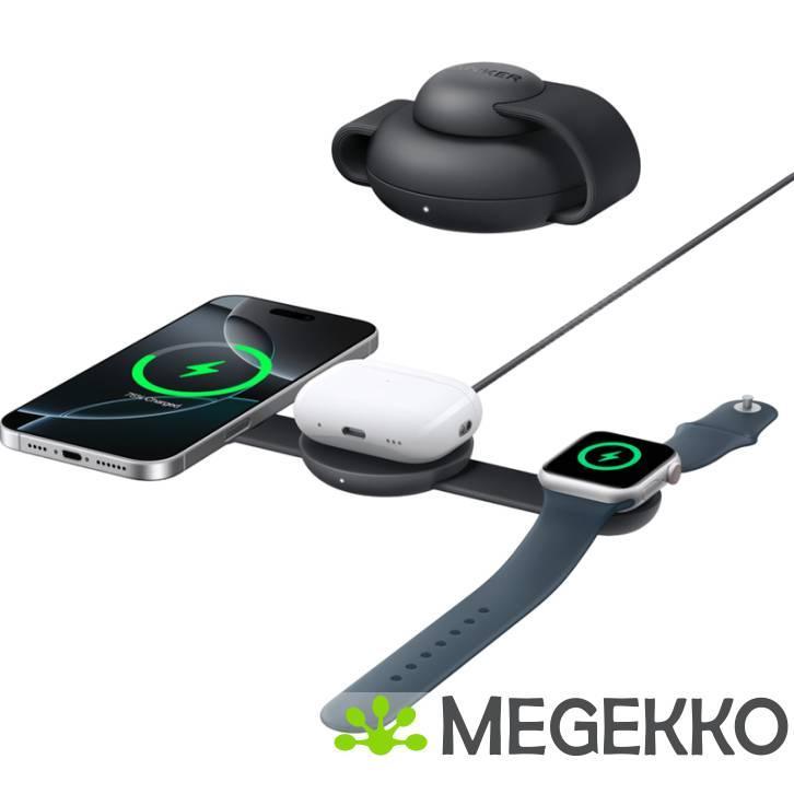 Anker MagGo 3-in-1 Foldable Draadloze Oplader 15W Zwart, Computers en Software, Pc- en Netwerkkabels, Nieuw, Verzenden