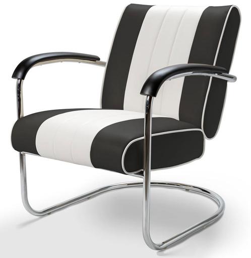 Retro Bel Air Lounge Stoel Pullman LC-01 Zwart/Wit, Huis en Inrichting, Banken | Bankstellen, Ophalen