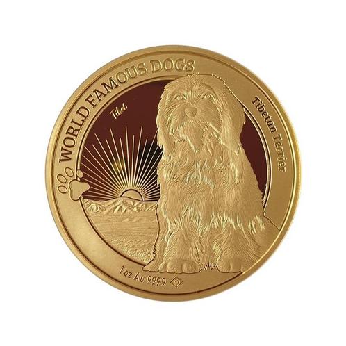 Gouden Kameroen - World Famous Dogs - Tibet Terriër 1 oz, Postzegels en Munten, Munten | Afrika, Losse munt, Goud, Overige landen