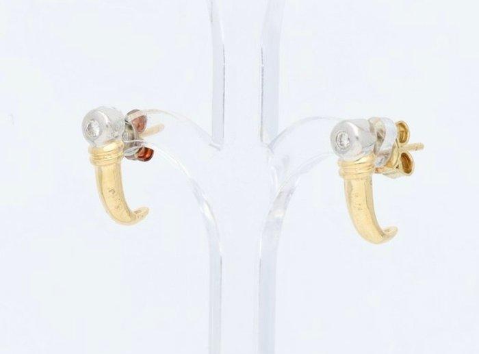 Oorbellen - 14 karaat Geel goud, Witgoud Diamant, Sieraden, Tassen en Uiterlijk, Oorbellen