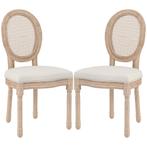 Eetkamerstoelen Set Van 2, Keukenstoel Met Rugleuning, Linne, Verzenden, Nieuw