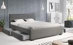 Tweepersoonsbed 140/160 of 180x200 | Zwart / Grijs 2persoons, Verzenden, Stof, 160 cm, Modern, Design