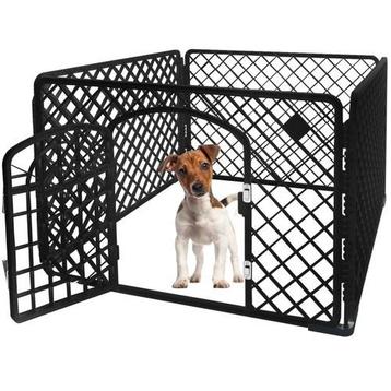 Puppyren - 90x90x60 cm - kunststof - hondenkennel - zwart beschikbaar voor biedingen