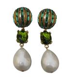 Oscar De La Renta - Verguld - Oorbellen - cristallo verde, Antiek en Kunst