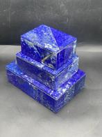 Set van 3 handgemaakte lapis lazuli Sieradendoos - Hoogte: