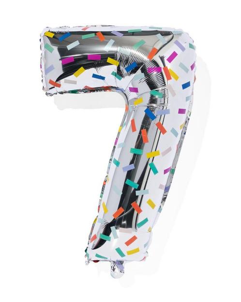 HEMA Folieballon cijfer 7 confetti XL, Hobby en Vrije tijd, Feestartikelen, Nieuw, Verzenden