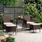 vidaXL 5-delige Bistroset poly rattan en gehard glas bruin, Tuin en Terras, Tuinsets en Loungesets, Verzenden, Nieuw, Rotan