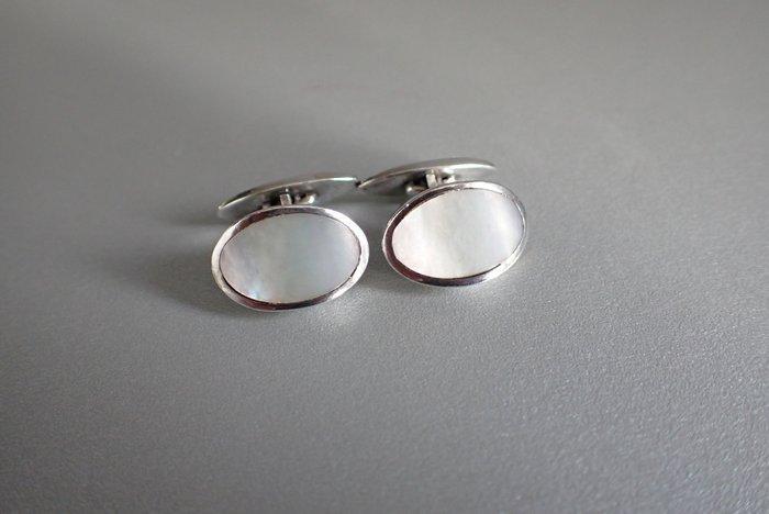 Zilver - Manchetknopen - Art Deco Parelmoer, Antiek en Kunst, Kunst | Designobjecten