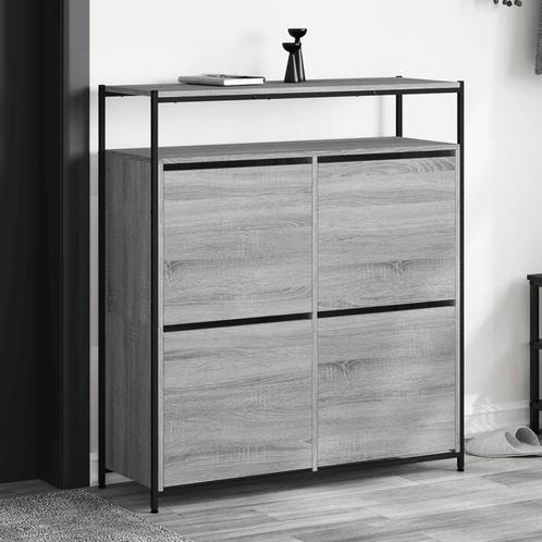 vidaXL Schoenenkast met 4 klaplades 100x34x112 cm grijs, Huis en Inrichting, Kasten | Schoenenrekken, Nieuw, Verzenden