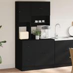 vidaXL Keukenkast 95x50x180 cm bewerkt hout zwart, Huis en Inrichting, Keuken | Keukenelementen, Verzenden, Nieuw, Zwart