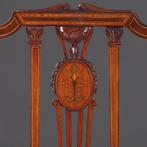 Stel armstoelen met zeer fraai ingelegde medaillons ca 1900, Antiek en Kunst, Ophalen of Verzenden