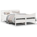 vidaXL Bedframe met hoofdbord massief grenenhout wit 120x200, Verzenden, Wit, Nieuw, Twijfelaar
