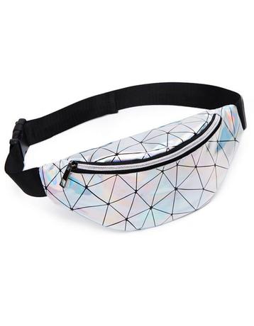 Heuptas Zilver Holografisch Lijnen Fanny Packtasje Heuptasje beschikbaar voor biedingen