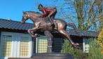 sculptuur, Mega xxl beeld ruiter te paard. - 57 cm - Brons