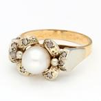 Ring - 18 karaat Geel goud Parel - Diamant, Sieraden, Tassen en Uiterlijk, Ringen, Nieuw